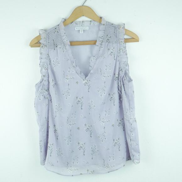 Women's Small Blouse Soft Floral Pastel Purple Cottagecore Romantic Feminine - Picture 1 of 7